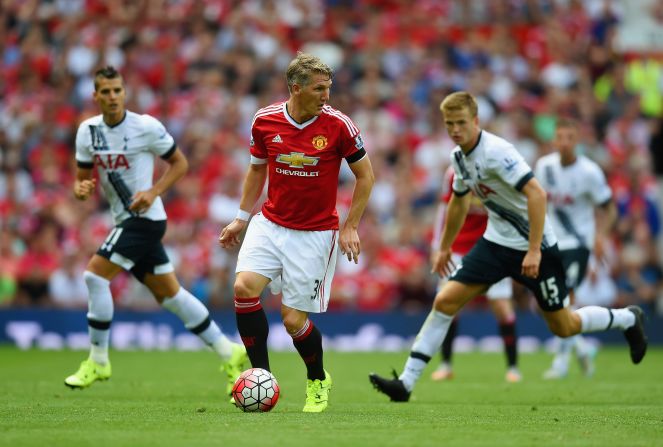 Bastian Schweinsteiger of Manchester United came on as a second half substitute and made his presence felt in the midfield straight away.