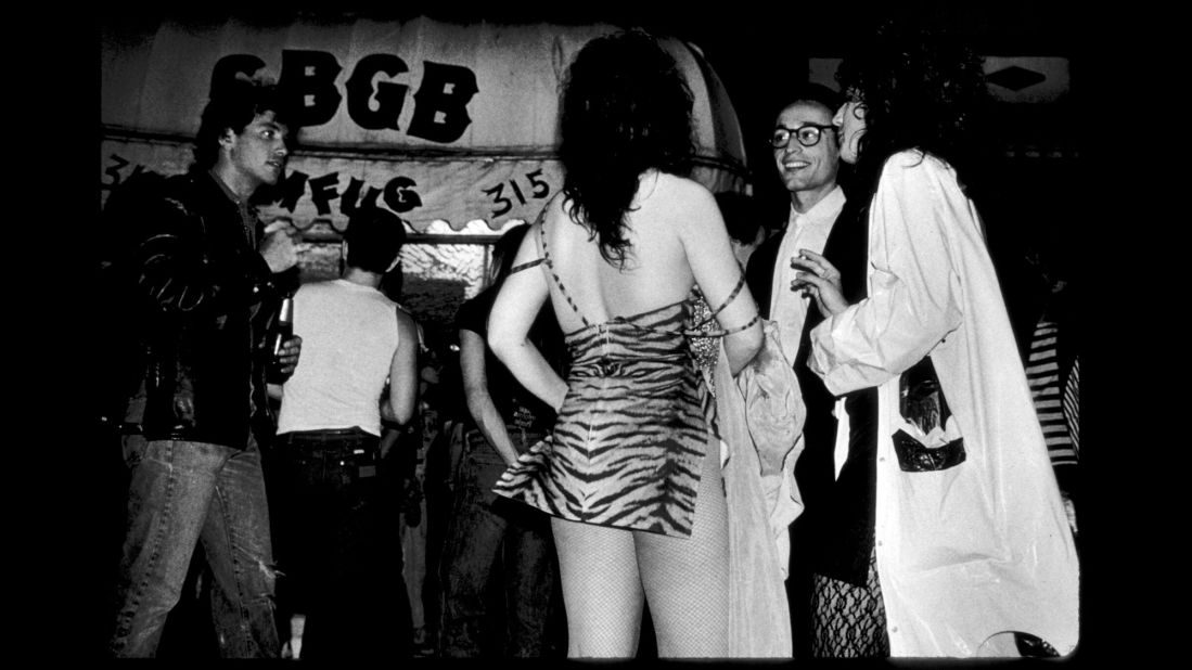 A typical scene outside CBGB in 1978.