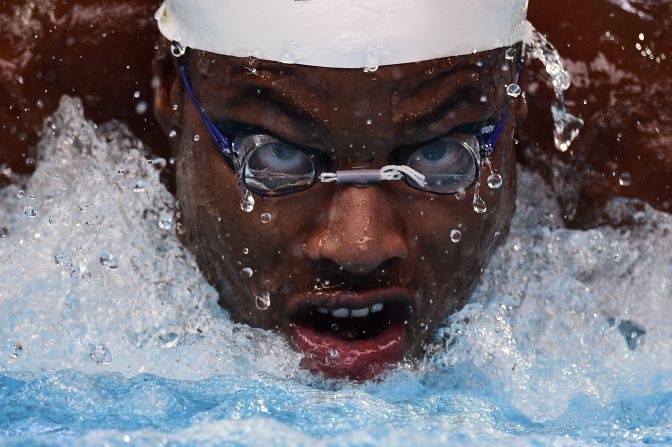 France's Mehdy Metella competes in the preliminary heats of the men's 100 meter butterfly swimming event at the 2015 FINA World Championships in Kazan, Russia, on Friday, August 7.