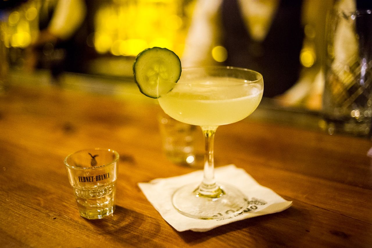 Corpse of Old Tom, a variation on a Corpse Reviver, contains Ransom Old Tom gin, fresh lime, dry curacao and absinthe.
