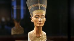 RESTRICTED TO EDITORIAL USE, MANDATORY CREDIT OF THE ARTIST, TO ILLUSTRATE THE EVENT AS SPECIFIED IN THE CAPTIONS  
The Nefertiti bust is pictured during a press preview of the exhibition 'In The Light Of Amarna' to mark the 100 years of the Nefertiti bust discovery at the Neues Museum (New Museum) in Berlin, on December 5, 2012. The exhibition runs from December 6, 2012 to April 13, 2012.    AFP PHOTO / MICHAEL SOHN        (Photo credit should read MICHAEL SOHN/AFP/Getty Images)