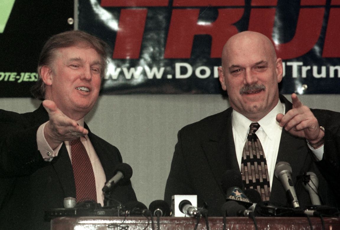 Trump (left) and former Minnesota governor / WWE star Jesse "The Body" Ventura have been close for years. This photo was taken at a Minnesota Chamber of Commerce luncheon in January, 2000 when Trump was considering a presidential run under the Reform Party. The nomination went to Pat Buchanan instead. 