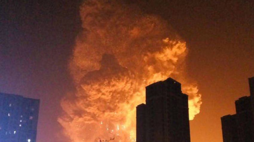 An explosion took place in China's northern city of Tianjin late Wednesday, August 12, 2015 evening, according to China's state-owned broadcaster CCTV. The explosion occurred at a container port where flammable material was being stored in containers, says CCTV. Residents report hearing loud explosions and feeling strong tremors nearby. The Teda Hospital, located near the scene of explosion, has received more than 50 injured people, the country's state-run Xinhua news agency reported.