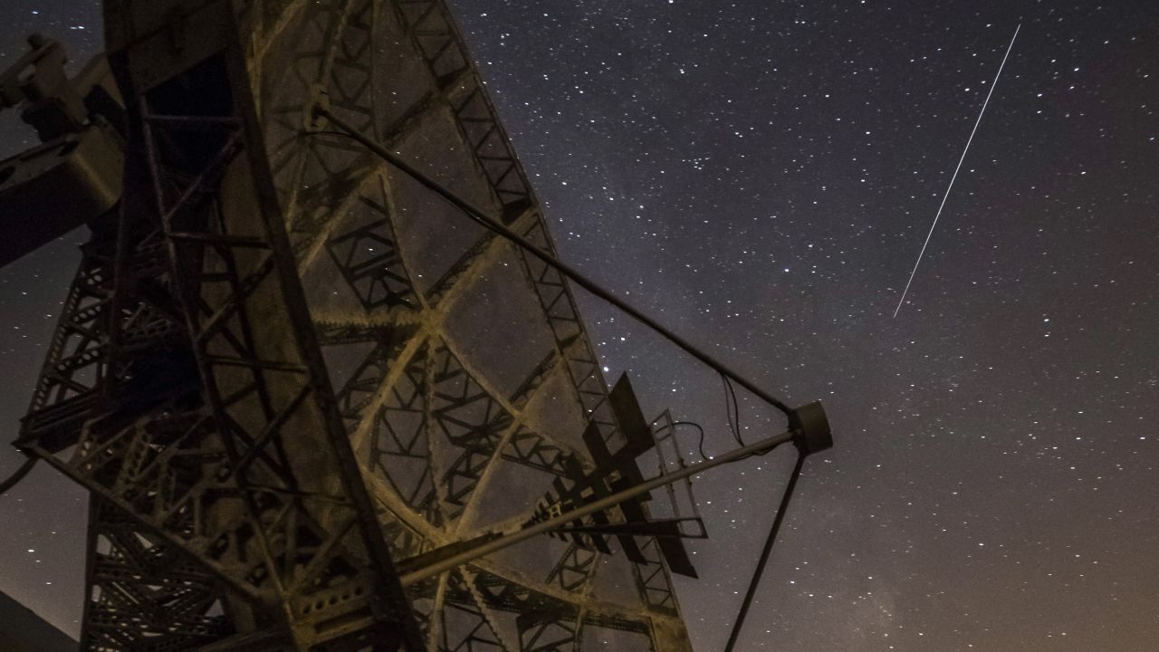 A Perseid meteor streaks across the sky above the Astronomical Institute of the Academy of Sciences of the Czech Republic in Ondrejov on August 12.