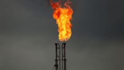 Natural gas is flared off at a plant outside of the town of Cuero, Texas, on March 26, 2015. Texas, which in just the last five years has tripled its oil production and delivered hundreds of billions of dollars into the economy, is looking at what could be a sustained downturn in prices.