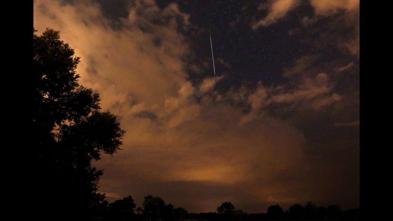 A meteor zooms through the sky above Gainesville, Florida, on August 13.