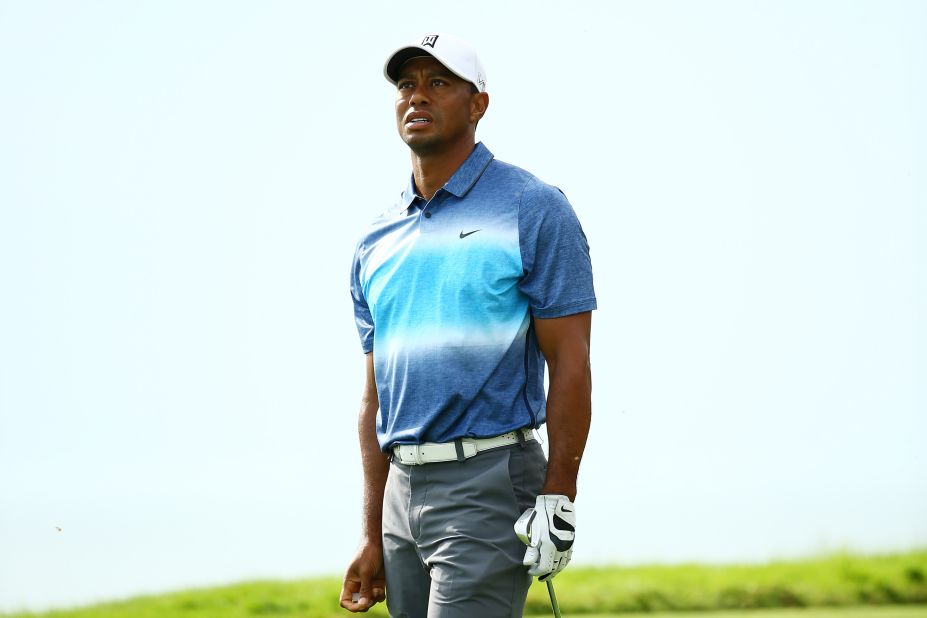 A frustrated Tiger Woods was caught by TV microphones dropping the F-bomb as he ended the opening day three over par.