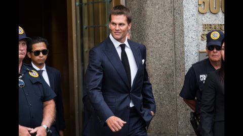 NEW YORK, NY - AUGUST 12: New England Patriots quarterback Tom Brady leaves federal court after appealing the National Football League's (NFL) decision to suspend him for four games of the 2015 season on August 12, 2015 in New York City. The NFL alleges that Brady knew footballs used in one of last season's games was deflated below league standards, making it easier to handle.