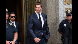 NEW YORK, NY - AUGUST 12:  New England Patriots quarterback Tom Brady leaves federal court after appealing the National Football League's (NFL) decision to suspend him for four games of the 2015 season on August 12, 2015 in New York City. The NFL alleges that Brady knew footballs used in one of last season's games was deflated below league standards, making it easier to handle. 