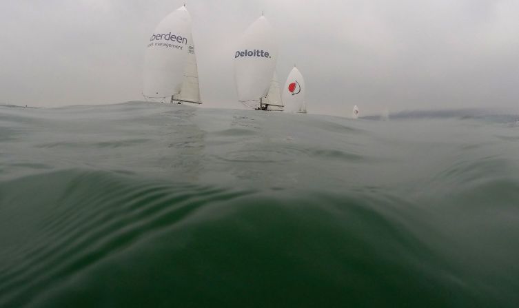 Racing for all classes was abandoned on day four this year, with no prospect of any wind filling in over the Solent and too much cloud for there to be a chance of a sea breeze. "It was really unfortunate to lose a day's racing," race director Stuart Quarrie said. "But with no wind there was no other option."