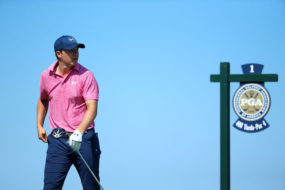 Following close behind is Jordan Spieth who carded an impressive six birdies and three pars on the back nine Saturday.