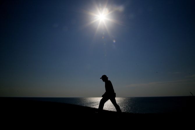 The silhouette of the ever popular Phil Mickelson who pleased the crowd with a strong round of 65 Saturday.