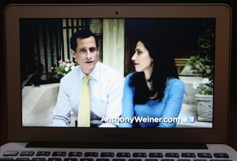 In this photo illustration, Weiner (left) appears with Abedin in a YouTube video announcing he will enter the New York City mayoral race on May 22, 2013. Weiner resigned from Congress in 2011 after admitting to tweeting lewd photos of himself and engaging in inappropriate online relationships with other women.