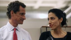 Huma Abedin, wife of Anthony Weiner, a leading candidate for New York City mayor, speaks during a press conference on July 23, 2013 in New York City. Weiner addressed news of new allegations that he engaged in lewd online conversations with a woman after he resigned from Congress for similar previous incidents.