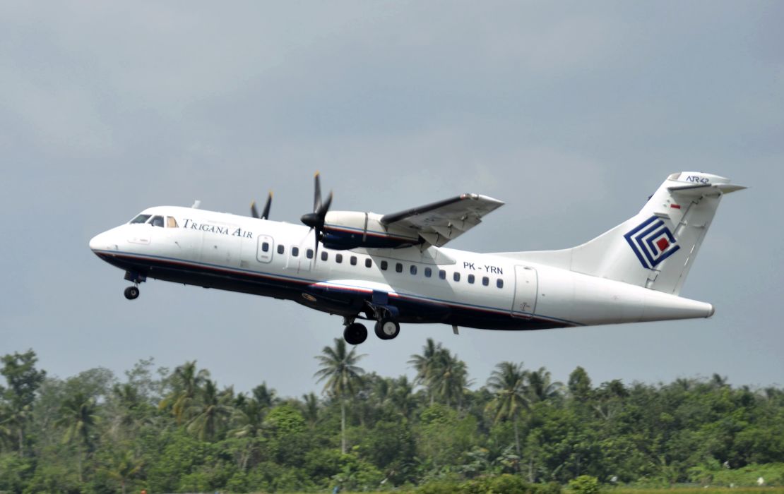 A Trigana Air Service's ATR42-300 twin turboprop plane, the same type of aircraft that went missing on Sunday. 