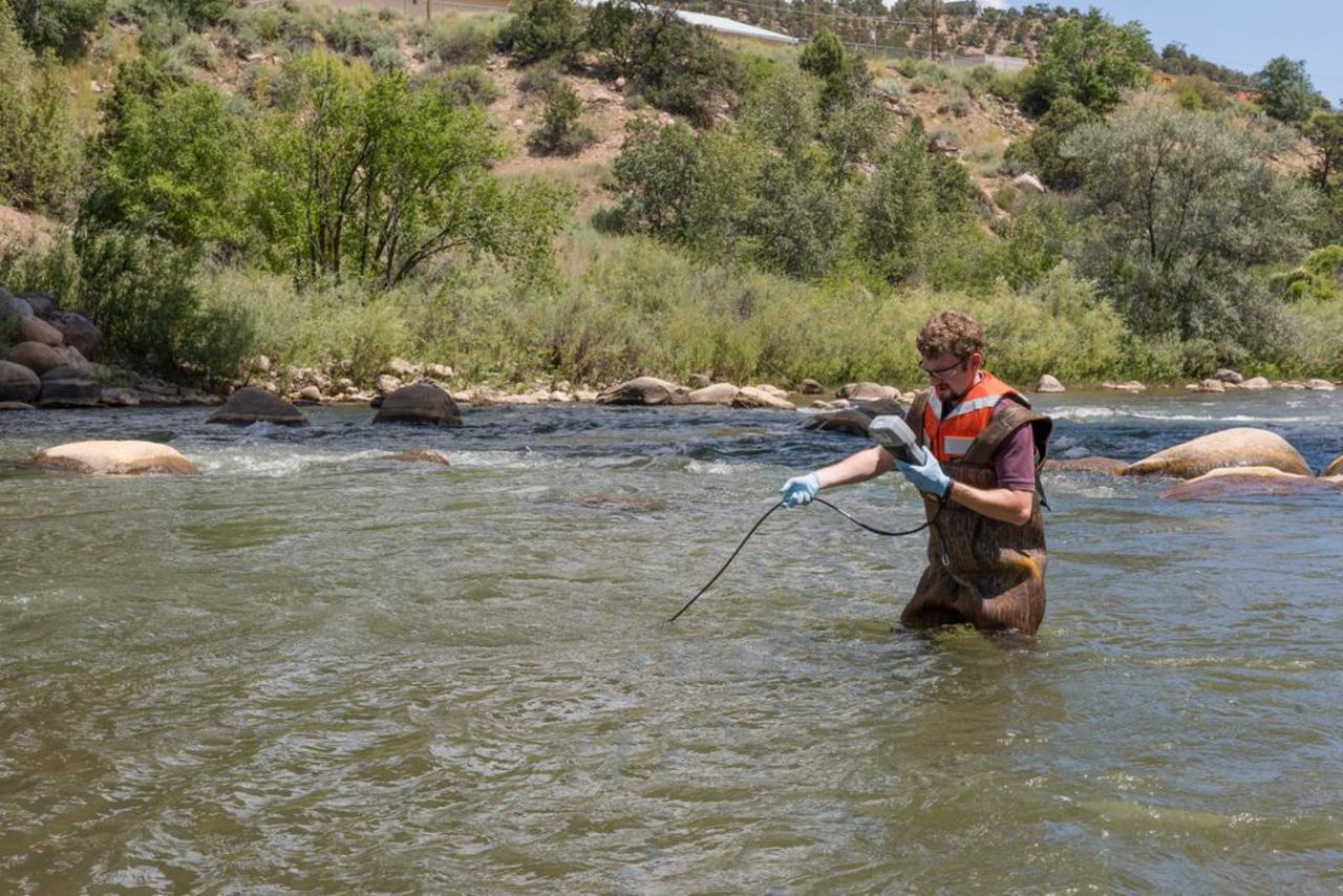 An EPA worker takes a water reading in the Animas River near Durango, Colorado, on Friday, August 14. <a href="http://www.cnn.com/2015/08/14/us/animas-river-colorado-epa-mine-spill/index.html">The river reopened for recreational use Friday afternoon</a> in La Plata County, Colorado, where an EPA crew polluted the waterway with mine waste on August 5, authorities said.