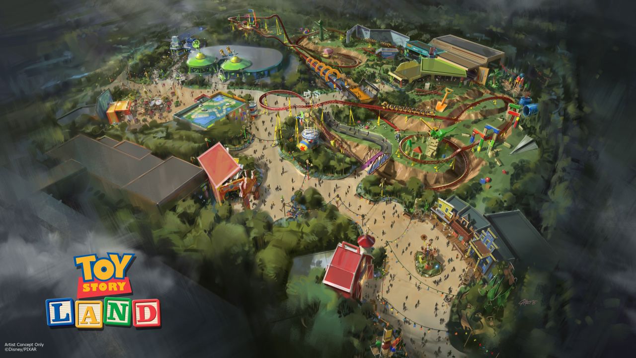 Announced in August, the upcoming 11-acre Toy Story Land attraction at Disney's Hollywood Studios in Florida will include a new roller coaster inspired by Slinky Dog and a spinning flying saucer ride which pays tribute to the claw-machine aliens. 