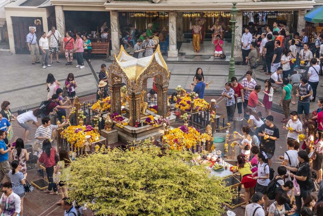 A worshipper at the Erawan Shrine in Bangkok, as seen in a file image from 2013.