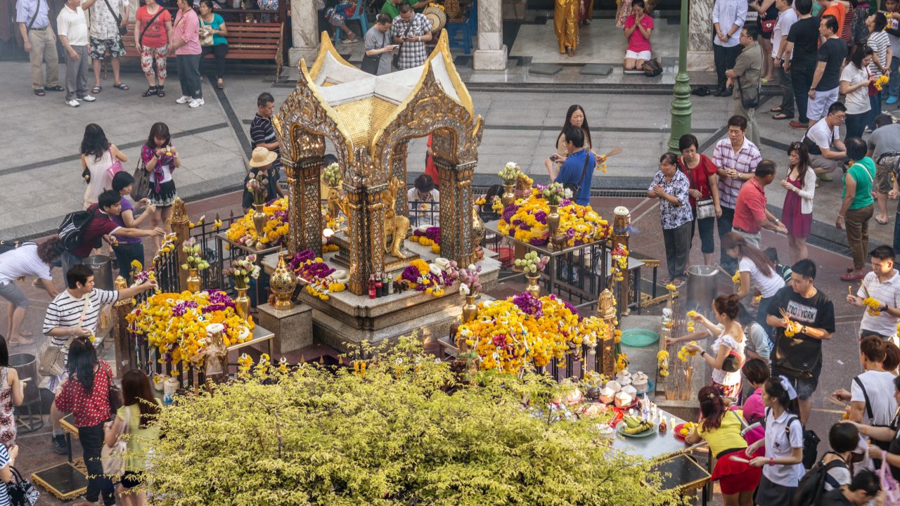 A worshipper at the Erawan Shrine in Bangkok, as seen in a file image from 2013.