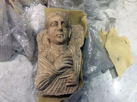 This Roman statue was rescued from Palmyra ahead of ISIS' advance earlier this year. It will be catalogued, boxed up and shipped to a secret and safe location.