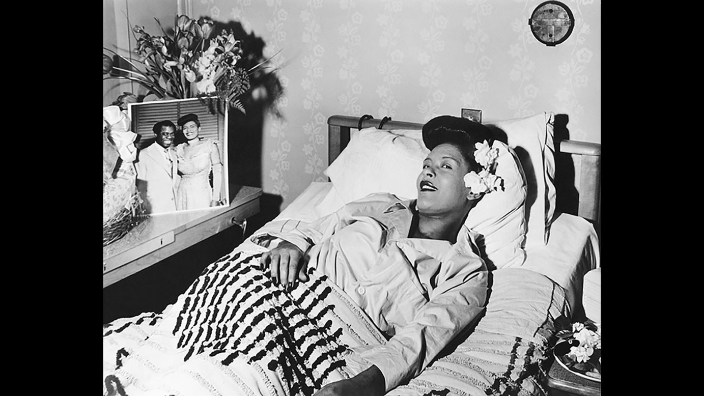 Jazz chanteuse Billie Holiday looks the picture of glamour in 1947 as she lounges in bed with a signature gardenia in her hair. Beside the bed is a photograph of Holiday and legendary jazz trumpeter Louis Armstrong. Photographers for the jazz publication Metronome followed Holiday seemingly everywhere, even to her hospital bed, where this photo was snapped while she was recovering from an undisclosed illness.<em> </em>Limited Runs has teamed up with Getty Images to curate Metronome's photographs of some of the greatest figures in jazz history. The collection is <a href="http://www.limitedruns.com/blog/photography/uncovered-metronome-jazz-photo-collection/" target="_blank" target="_blank">now touring</a> select U.S. cities.