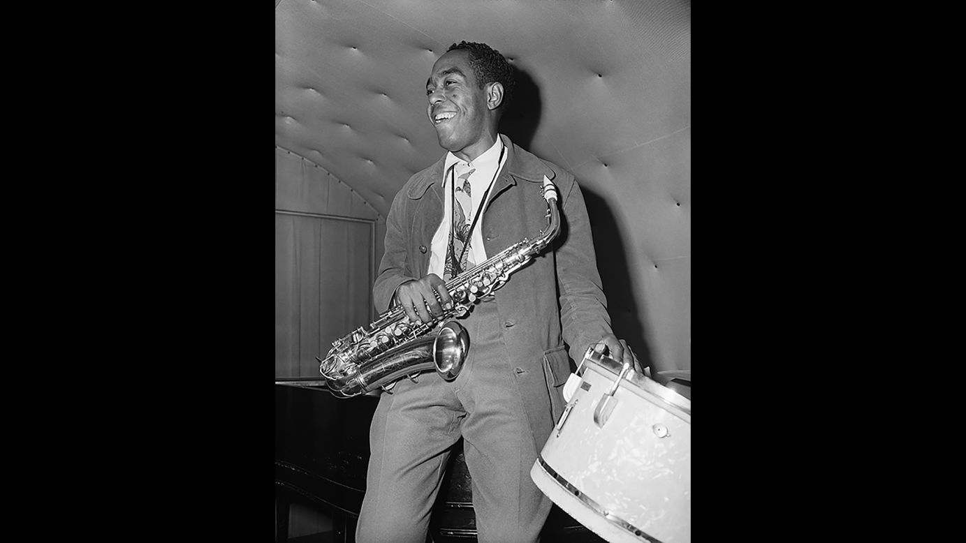 Charlie "Bird" Parker is pictured with his saxophone during rehearsal for a performance in Denver in 1946. Parker is considered by some to be the best saxophonist of all time, and he was a pioneer of the bebop sound along with contemporaries like Dizzy Gillespie.
