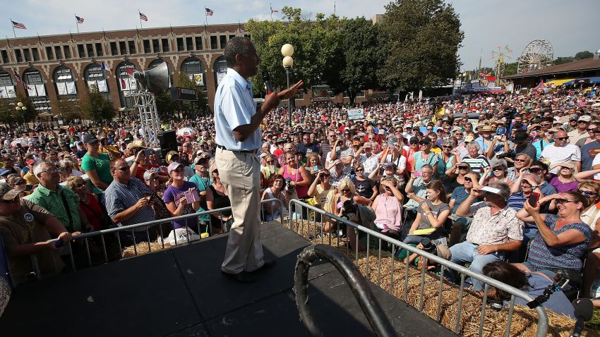 Republican presidential hopeful Ben Carson speaks during the Iowa State Fair on August 16, 2015 in Des Moines, Iowa.