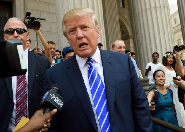 Trump exits New York Supreme Court after jury duty on August 17.