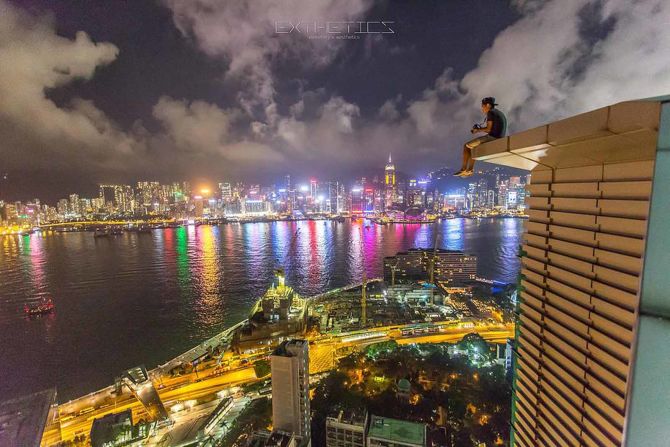 "Rooftopping is like a getaway from city life to me -- Hong Kong is such a fast-paced city with so much pressure and noise," says Lau. "When I'm on a rooftop, everything slows down, you don't hear anything but wind, all the rush from the ground became like slow-motion."