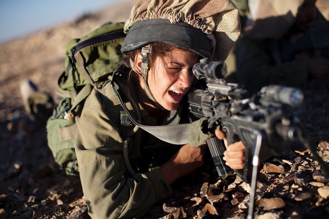 A female soldier from the Israel Defense Forces' Caracal Battalion training in 2010 near the Israeli-Egyptian border.