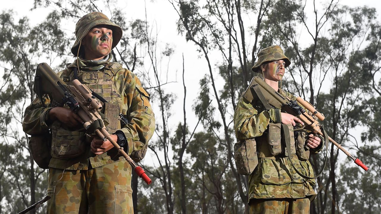 Two Australian female soldiers train this year in their country. Women have been allowed to join special operations units since 2011.
