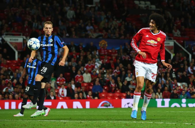 Marouane Fellaini scored Manchester United's third goal in injury time.
