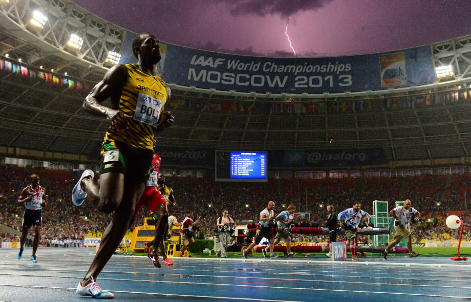 Bolt arrived in Beijing as defending triple world champion having won his 100 meter gold in Moscow two years ago under the backdrop of lightning.
