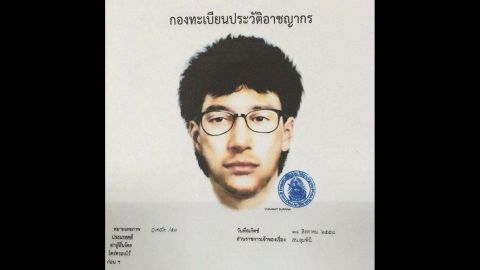This image released by the Royal Thai Police on August 19 shows a detailed sketch of the main suspect in the bombing.