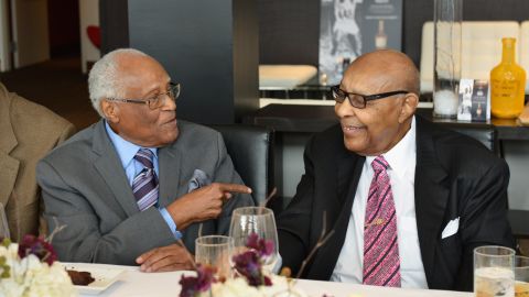 Herb Douglas, left, and Louis Stokes attend the Hennessy V.S and Cleveland Cavaliers event honoring Olympian Medalist Herb Douglas for Black History Month on February 2, 2015 in Cleveland, Ohio.