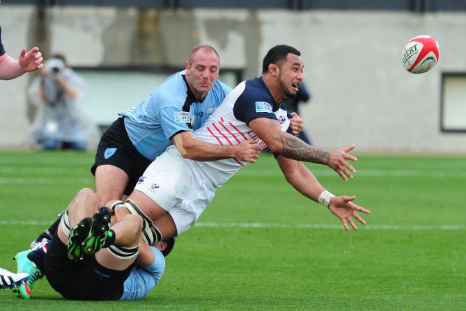 He's the star of the U.S. Eagles and Samu Manoa is ready to prove it on the biggest stage after missing the 2011 event due to his contract with English club Northampton. The 30-year-old forward, born in California,  is well known for his fierce tackles and physical prowess. He recently signed for Toulon.