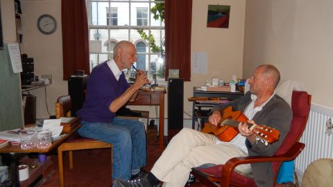 Keith Soutar, 79, leads an afternoon jam.
