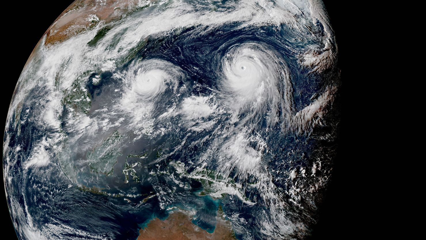 Two typhoons head toward Asia.