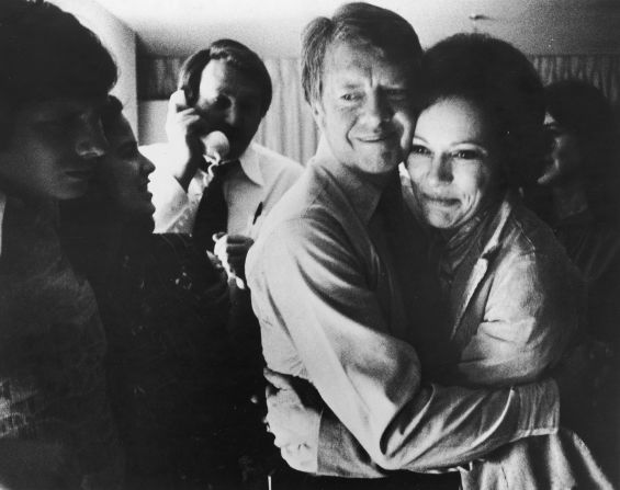 Jimmy Carter embraces his wife, Rosalynn, after receiving the final news of his victory in the 1976 presidential election. Reflecting on his accomplishments while addressing his <a href="index.php?page=&url=http%3A%2F%2Fwww.cnn.com%2F2015%2F08%2F20%2Fpolitics%2Fjimmy-carter-cancer-update%2Findex.html" target="_blank">current cancer diagnosis</a>, the former President said, "The best thing I ever did was marrying Rosalynn." Carter married Rosalynn Smith in 1946. "That's a pinnacle of my life," he said.