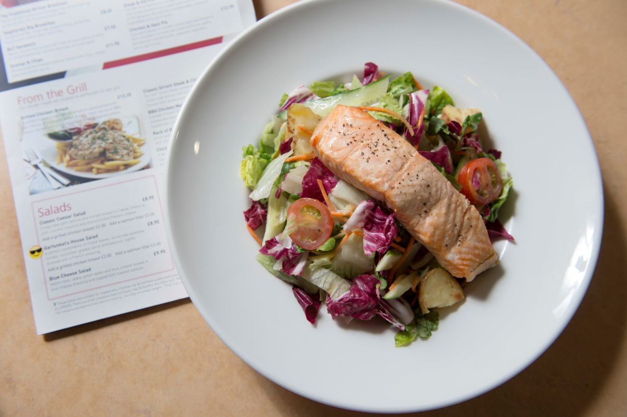Menus feature meals such as citrus salmon salad. Gatwick called in the help of nutritionist Jo Travers to design the concept.