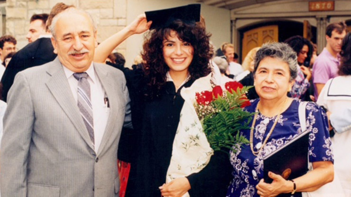 The author with her parents at her graduation from Northwestern University in 1989.