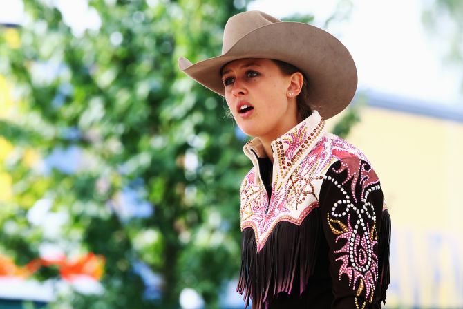 Gina Marie Schumacher, daughter of stricken F1 legend Michael, also attended the event. The 17-year-old donned a colorful cowboy shirt as she showed off her Reining skills.