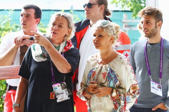 Schumacher's mother, Corinna (right) was on hand to lend support. The 46-year-old Corinna is a former European Reining champion and lives on a ranch in Switzerland, where husband Michael is currently being treated following a severe head injury sustained in a skiing accident in December 2013.