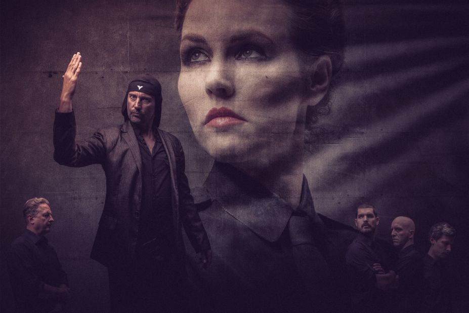 A promotional image shows members of Slovenian band Laibach during their North Korean tour in August, 2015.