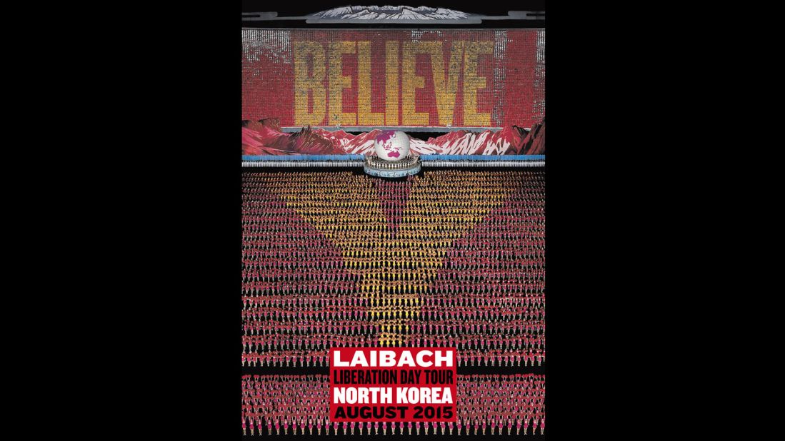 Poster for Laibach's 'Liberation Day Tour' in North Korea in August, 2015.