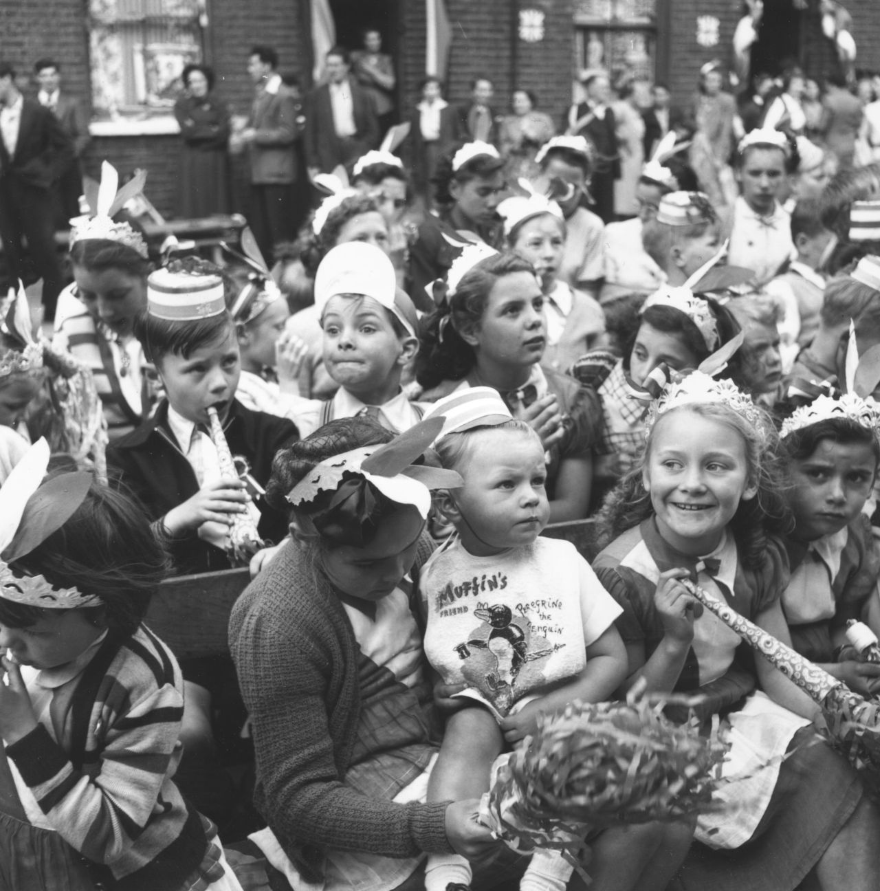 Children attend a street party in London's East End.
