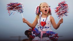 Laci Lamb, 6, of Lucedale, MS declared Donald Trump "awesome" and cheers at the Trump rally in Mobile, AL on Friday, August 21, 2015. Her mother, Annie Lamb, made Laci's outfit. "He's the best candidate we've had in a long time."

A young supporter of Republican presidential candidate Donald Trump cheers at a pep rally in Mobile, Alabama, on Friday, August 21. Trump brought 30,000 supporters from deep red Alabama to a pep rally in a football stadium, the latest sign that the Republican front-runner has broad, nationwide strength.