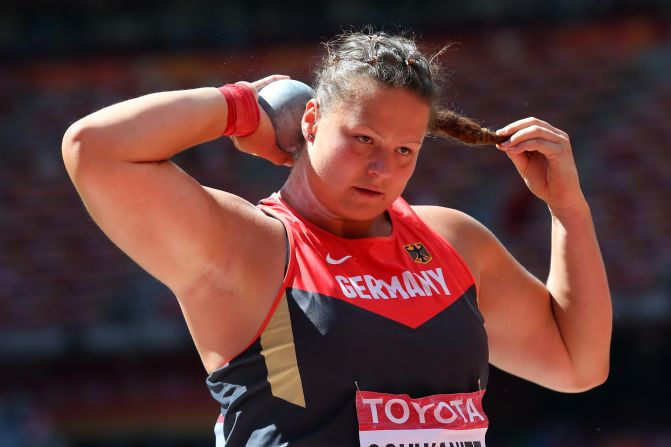 Germany's Christina Schwanitz won the other gold on offer on Saturday with victory in the women's shot put, taking a step up from her 2013 silver. 
