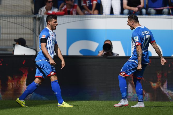 The German champion had gone behind after nine seconds, as  Kevin Volland (left) pounced on a defensive mistake to equal the Bundesliga's fastest goal with his team's first touch of the ball. 