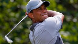 GREENSBORO, NC - AUGUST 22:  Tiger Woods tees off on the eighth hole during the third round of the Wyndham Championship at Sedgefield Country Club on August 22, 2015 in Greensboro, North Carolina.  (Photo by Kevin C. Cox/Getty Images)